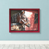  Bay Horse in een onbuigzame zonsondergang Canvas Afdruk (Insitu (Houten vloer))