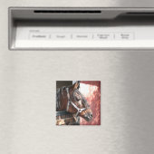  Bay Horse in een onbuigzame zonsondergang Magneet (Insitu (Vaatwasser))