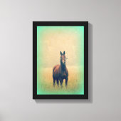 Bay Horse in een veld Canvas Afdruk (Voorkant)