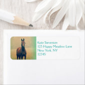 Bay Horse in een veld Etiket (Insitu)