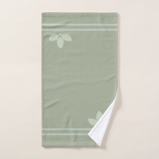Bay Laurel bladeren & strepen op Sage badhanddoek  Bad Handdoek (Handdoek)