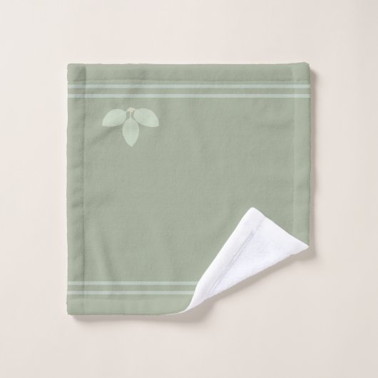 Bay Laurel bladeren & strepen op Sage badhanddoek  Bad Handdoek (Wasdoekje)