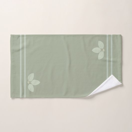 Bay Laurel bladeren & strepen op Sage badhanddoek  Bad Handdoek (Handdoek)