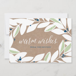 Bay Leaf Sprigs Floral Holiday Card Feestdagenkaart