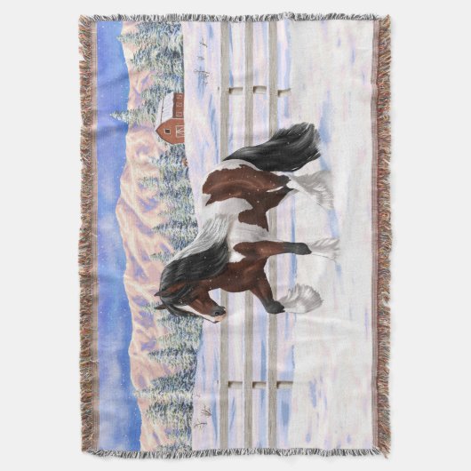 Bay Pinto Brown Skewbald Gypsy Vanner Tinker Horse Deken (Voorkant Verticaal)