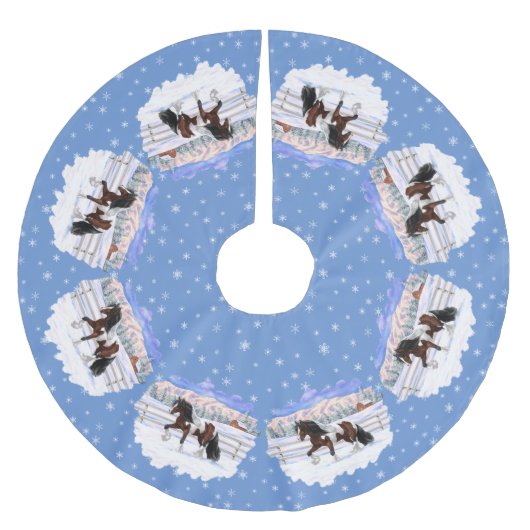 Bay Pinto Brown Skewbald Gypsy Vanner Tinker Horse Kerstboom Rok (Voorkant)