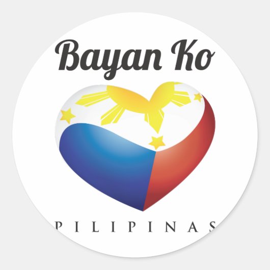 Bayan Ko Pilipinas, Hart Vlag Ronde Sticker (Voorkant)