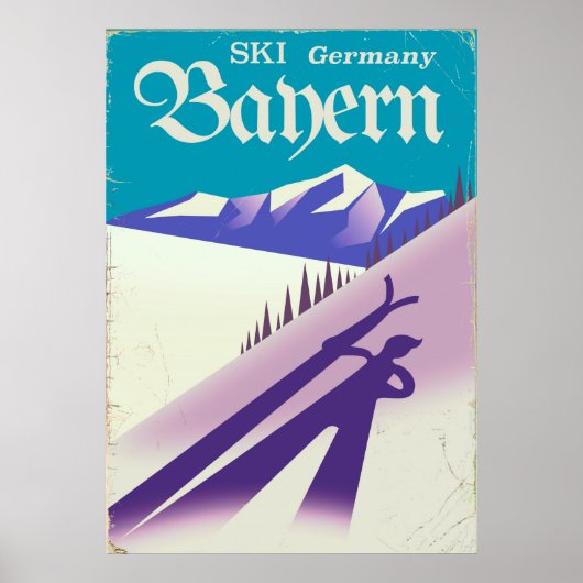 Bayern Germany vintage Ski vacation poster (Devant)