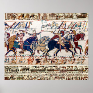 BAYEUX TAPESTRY 1066 NORMANDISCHE RITTERS EN BOOGS POSTER