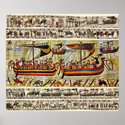 BAYEUX TAPESTRY 1066 VIKING SHIPS POSTER (Voorkant)