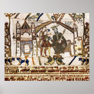 BAYEUX TAPESTRY Koning Edward de Belijder en Harol Poster