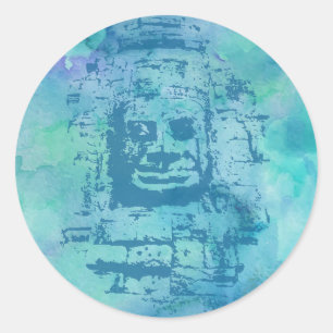 Bayon Face Blue Ronde Sticker