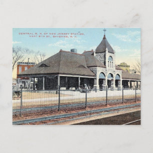 Bayonne, New Jersey, treinstation, Vintage Briefkaart