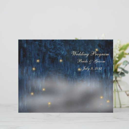 Bayou Bliss Folded Wedding Programme (Staand voorkant)