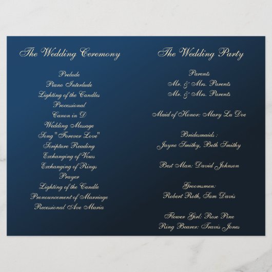 Bayou Bliss Folded Wedding Programme (Achterkant)