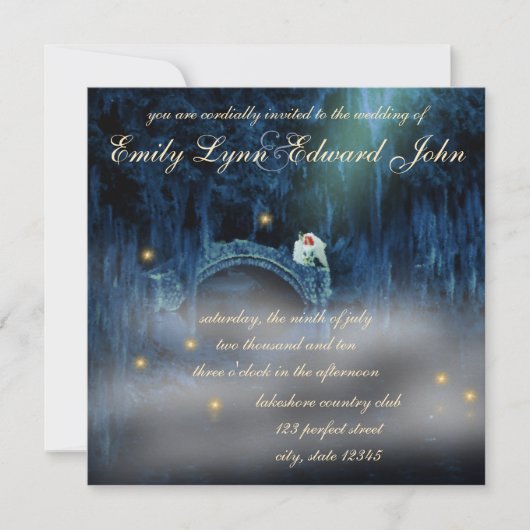 Bayou Bliss Redhead Wedding Invitation Kaart (Voorkant)