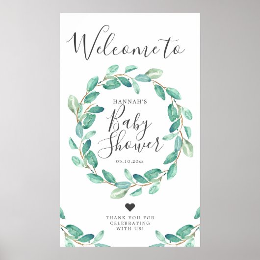 Bayou Botanicals Baby Shower Welkom Poster (Voorkant)