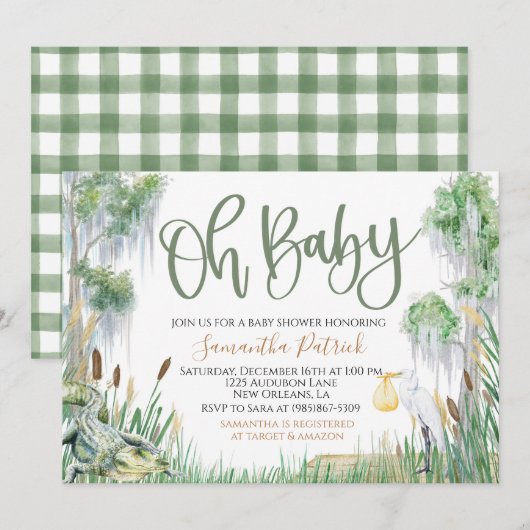 Bayou Swamp Baby shower Invitation Kaart (Voorkant / Achterkant)