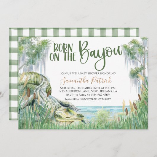 Bayou Swamp Baby shower Invitation Kaart (Voorkant / Achterkant)