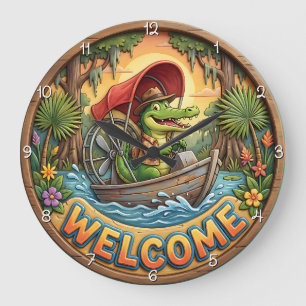 Bayou Welcome Airboat Gator Grote Klok