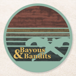Bayous & Bandits Retro Sunset Ronde Kartonnen Onderzetter