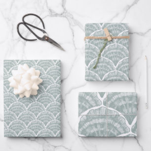 Bayside Scallop Clam Shell in zeegroene tint Inpakpapier Vel
