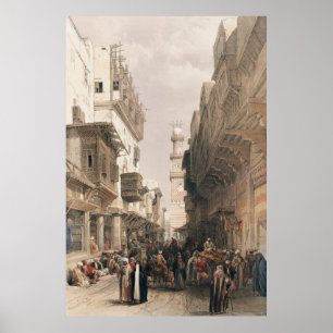 Bazaar van de coppersmiths Cairo door David Robert Poster