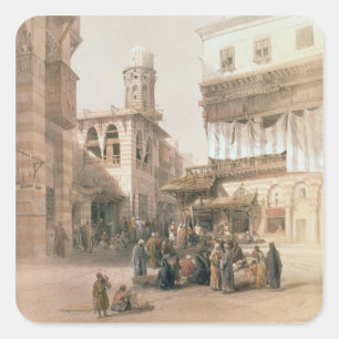 Bazaar van de Coppersmiths, Cairo, uit "Egypte en Vierkante Sticker