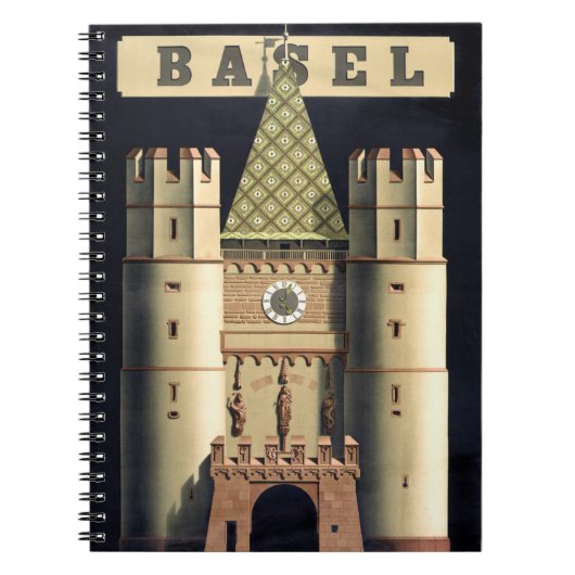 Bazel vintage-poster teruggezet notitieboek (Voorkant)