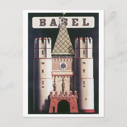 Bazel Vintage Travel Poster Briefkaart (Voorkant)