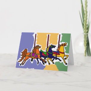 BB- Artistieke Carrousel Paarden Folk Art Kaart