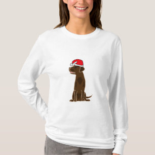 BB- Chocolade Labrador Wearing Santa Hat Shirt