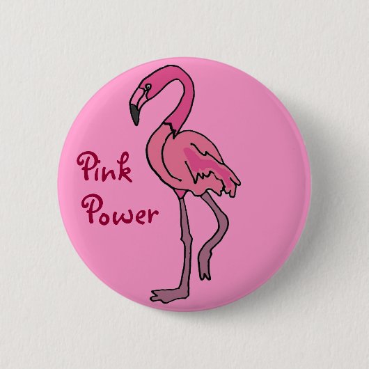 BB- Roze Button van de Flamingo van de Macht (Voorkant)