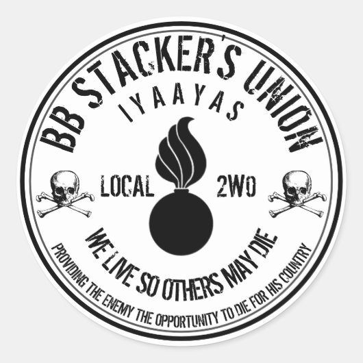 BB Stacker's Union Slap Ronde Sticker (Voorkant)