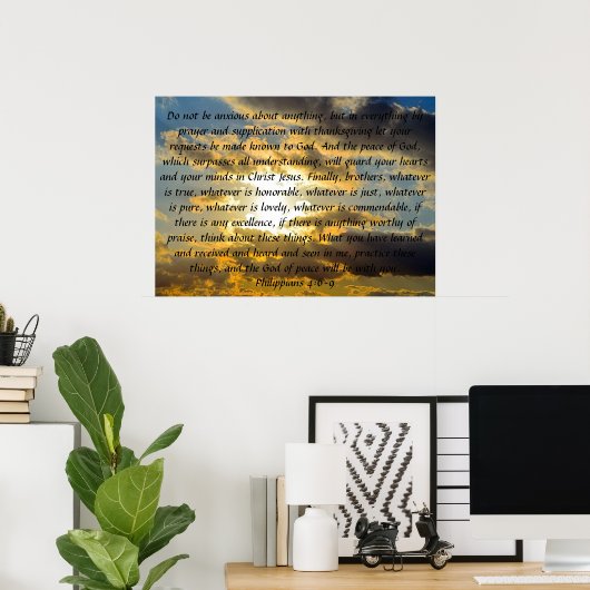 Bble verse herinneringen Philippians 4:6-9 inch Poster (Thuiskantoor)