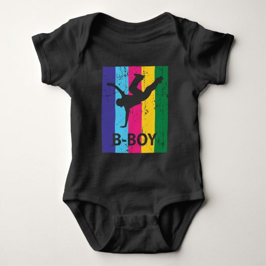 Bboy Retro 70s Breakdansende Boy Gift Romper (Voorkant)