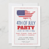 BBQ 4e juli patriottische partij Kaart (Voorkant)