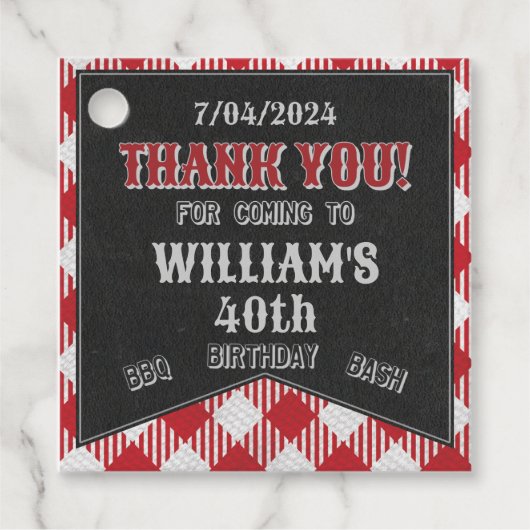 BBQ Anniversaire Fête Favoriser les Étiquettes et  (Devant)