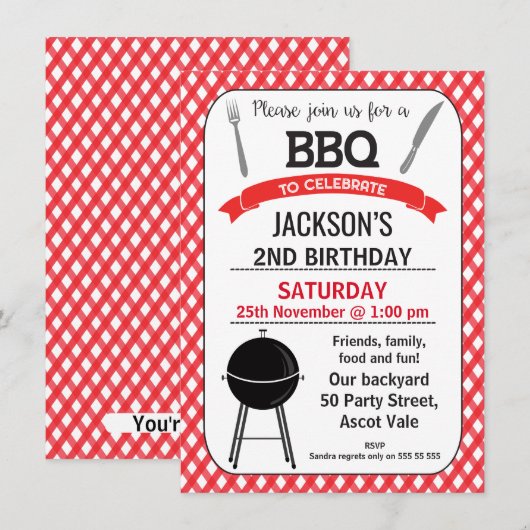 BBQ Anniversaire Fête Invitation (Devant / Derrière)