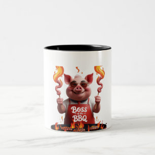 BBQ-baas - Pig Dad Grappig Grillen Tweekleurige Koffiemok