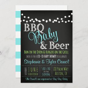 BBQ Baby and Beer Boy Shower Invitation