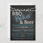 BBQ baby & bier krijtbord Baby Douche Uitnodiginge Kaart (Voorkant)