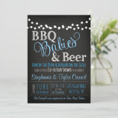 BBQ baby & bier krijtbord Baby Douche Uitnodiginge Kaart (Staand voorkant)