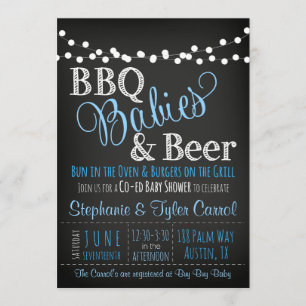 BBQ baby & bier krijtbord Baby Douche Uitnodiginge Kaart