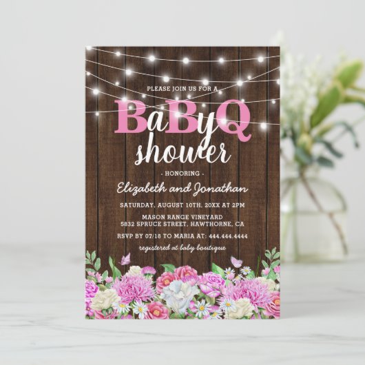 BBQ-Baby-koppels — Shower | Girl BaByQ Barbecue Kaart (Staand voorkant)