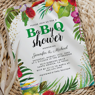 BBQ-Baby-koppels — Shower   Tropisch Babyq Barbecu Kaart