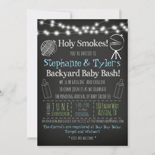 BBQ BaBy-Q Baby shower Invitation et carte de livr (Devant)
