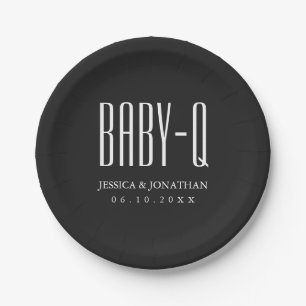 BBQ Baby Q Backyard Baby shower Barbeque Papieren Bordje