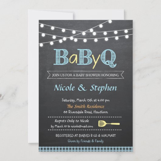 BBQ Baby shower Invitation / Babyq Kaart (Voorkant)