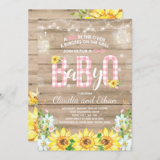 BBQ Baby shower Invitation bébé Q Couples Douche (Devant / Derrière)
